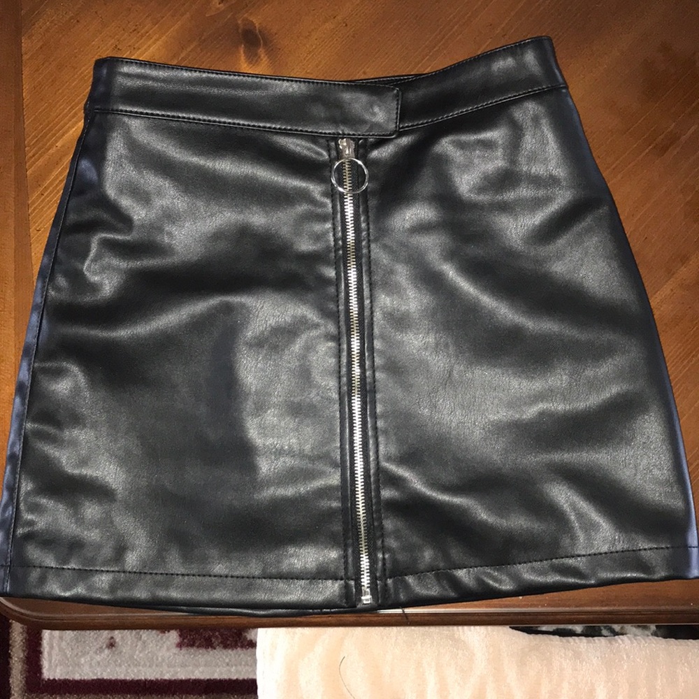 Leather mini skirt